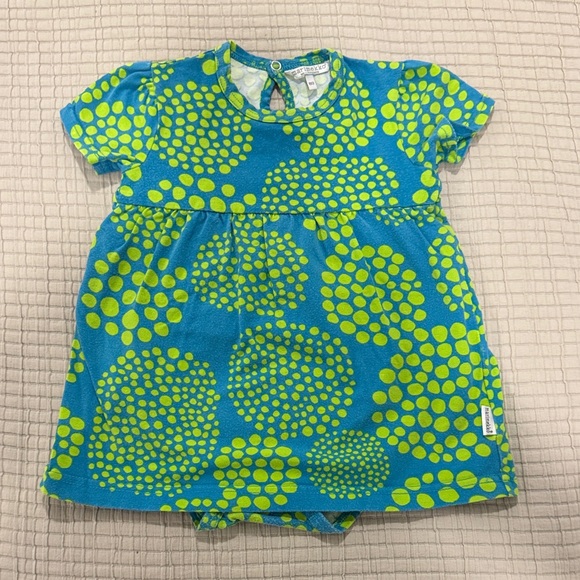 Marimekko Other - Marimekko Teal and Lime Green Patterned Short Sleeved Dress 80cm